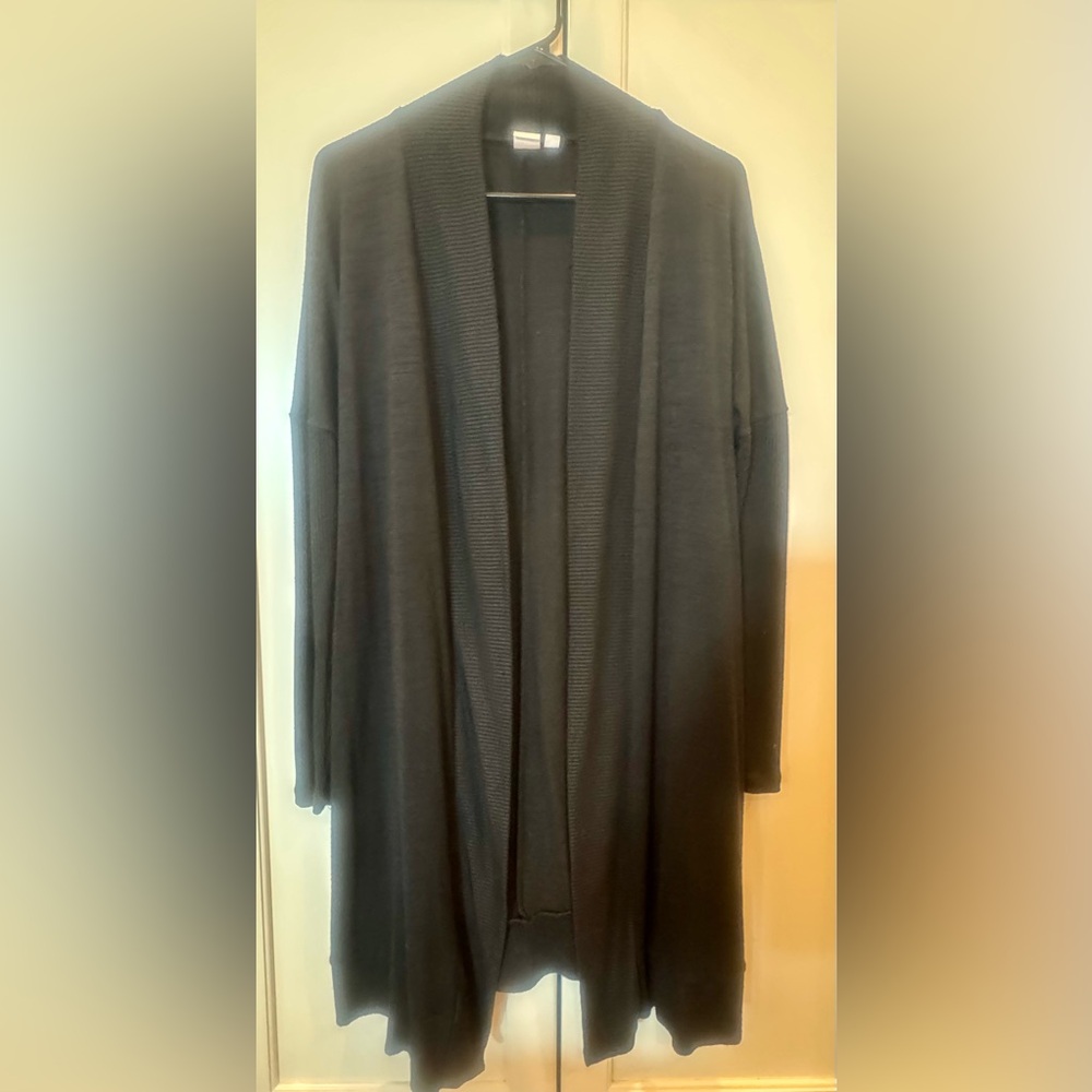 GAP Open Front Long Cardigan with Pockets - Black - Size L - EUC